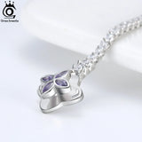 Sterling Silver Rotatable Clover Clasp Tennis Bracelet CZ Chain Jewelry