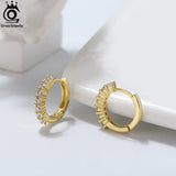 925 Silver Cuff Earrings Huggie Stud Hoop 14K Plated Small for Women