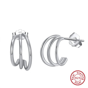 Sterling Silver Post Split Huggie Earrings 14K Plated Birthday Gift