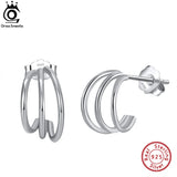 Sterling Silver Post Split Huggie Earrings 14K Plated Birthday Gift