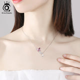 Silver 925 Butterfly Pendant Necklace Crystal Stone Chains for Women SWN06