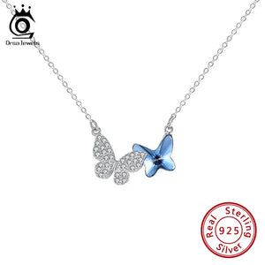 Silver Butterfly Necklace Crystal Party Anniversary Jewelry for Women SWN03