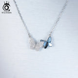 Silver Butterfly Necklace Crystal Party Anniversary Jewelry for Women SWN03