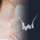 Silver Butterfly Necklace Crystal Party Anniversary Jewelry for Women SWN03