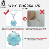 Aquamarine Pendant Necklace 925 Sterling Silver Gemstone Jewelry for Women
