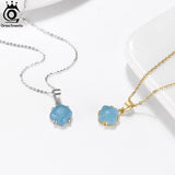 Aquamarine Pendant Necklace 925 Sterling Silver Gemstone Jewelry for Women