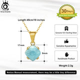 Aquamarine Pendant Necklace 925 Sterling Silver Gemstone Jewelry for Women