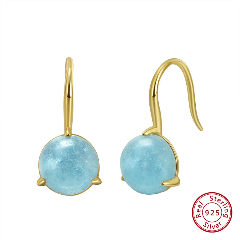 Aquamarine Gemstone Dangle Earrings 925 Silver Party Jewelry
