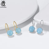 Aquamarine Gemstone Dangle Earrings 925 Silver Party Jewelry