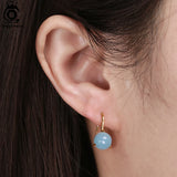 Aquamarine Gemstone Dangle Earrings 925 Silver Party Jewelry