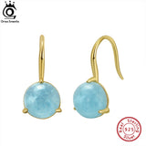 Aquamarine Gemstone Dangle Earrings 925 Silver Party Jewelry