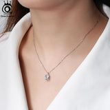 Zirconia Pendant 925 Silver Women Necklace Birthday Gift