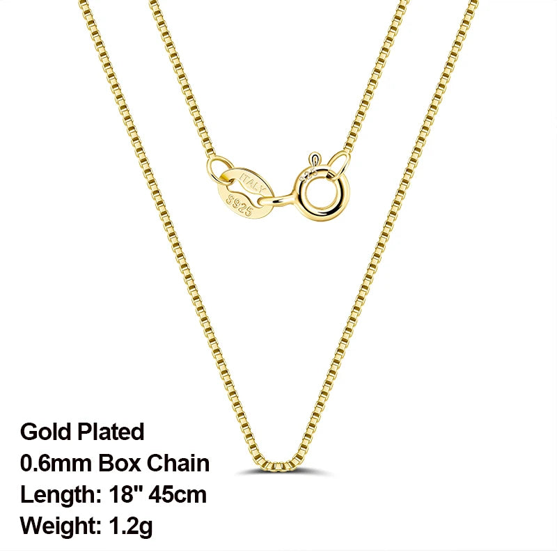 0.6mm Box Chain Necklace 925 Silver 18''Long Jewelry Gift OSC07