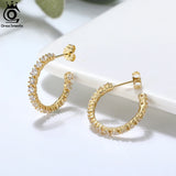 Small Open Hoop Earrings 925 Sterling Silver CZ Zirconia Gift Jewelry