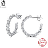 Small Open Hoop Earrings 925 Sterling Silver CZ Zirconia Gift Jewelry
