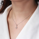 Sterling Silver Snowflake Necklace with Cubic Zirconia Pendant