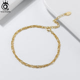 925 Silver Double-Layered Diamond-Cut Chain Bracelet for Women Girls