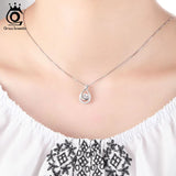 925 Silver Women Necklaces Double Infinity Pendants with Crystal
