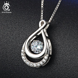 925 Silver Women Necklaces Double Infinity Pendants with Crystal