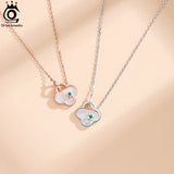 925 Silver Clover Pendant Necklace Shell Zirconia Chain Women Girls Jewelry