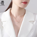 925 Silver Clover Pendant Necklace Shell Zirconia Chain Women Girls Jewelry