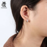925 Sterling Silver Hoop Earrings Small Circle Female Wedding Jewelry