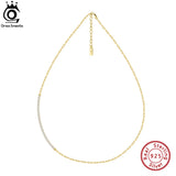 925 Silver Paperclip Link Chain CZ Necklace for Women SC63