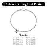 Sterling Silver Italian Diamond Cut Rope Chain Bracelet for Men and Women