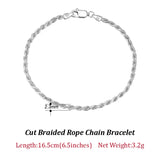 Sterling Silver Italian Diamond Cut Rope Chain Bracelet for Men and Women