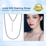 CZ Tennis Chain Necklace 925 Silver Wedding Jewelry