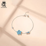 Flower Shape Crystal Bracelet 925 Silver Chain with Cubic Zircon