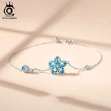 Flower Shape Crystal Bracelet 925 Silver Chain with Cubic Zircon
