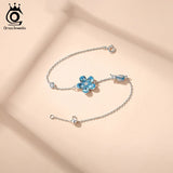 Flower Shape Crystal Bracelet 925 Silver Chain with Cubic Zircon