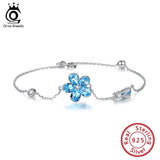 Flower Shape Crystal Bracelet 925 Silver Chain with Cubic Zircon