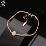 CZ Tennis Bracelet 14K Plated 925 Silver Wedding Gift