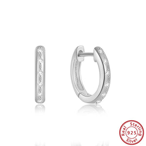 925 Silver CZ Hoop Earrings 18K Plated Women Party Jewelry APE79