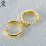 925 Silver CZ Hoop Earrings 18K Plated Women Party Jewelry APE79