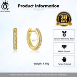925 Silver CZ Hoop Earrings 18K Plated Women Party Jewelry APE79