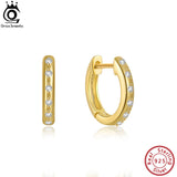925 Silver CZ Hoop Earrings 18K Plated Women Party Jewelry APE79