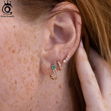 925 Silver CZ Hoop Earrings 18K Plated Women Party Jewelry APE79