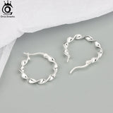 925 Silver Twist Circle Hoop Earrings SE367