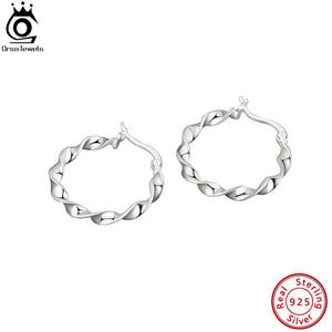 925 Silver Twist Circle Hoop Earrings SE367