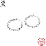 925 Silver Twist Circle Hoop Earrings SE367