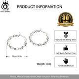 925 Silver Twist Circle Hoop Earrings SE367