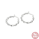 925 Silver Twist Circle Hoop Earrings SE367