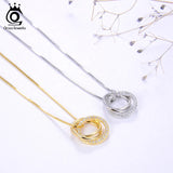 925 Silver Women Necklace with Big Circle Zircon Wedding Gift