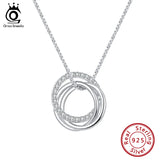 925 Silver Women Necklace with Big Circle Zircon Wedding Gift