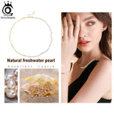 925 Silver Paper Clip Chain Pearl Choker Necklace Vintage Chunky Link Necklace