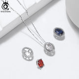 Sterling Silver Multi-Color Zirconia Pendant Necklace