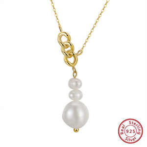 925 Silver Pearl Necklace with Baroque Pearl for Women GPN32